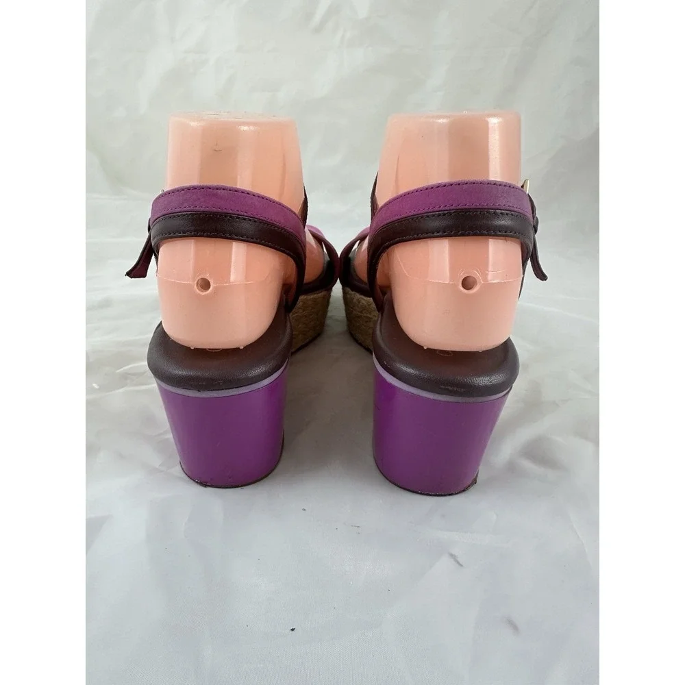 Cole Haan Womens 7B Arden Wedge Espadrille Platform sandals Purple Fuschia